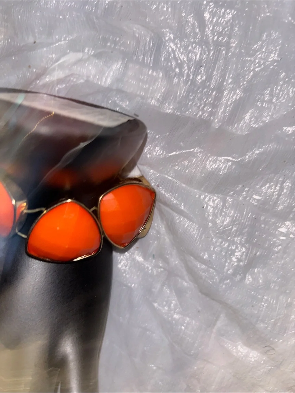 Gold-Tone Orange Stone Cuff Bracelet
